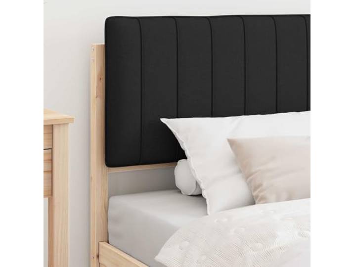 KTHLBRH Großes Einzelbett Schwarz 100 x 200 cm Kiefer massiv Gepolstertes Kopfteil, Lattenrost, kein Boxspring, einfache Montage