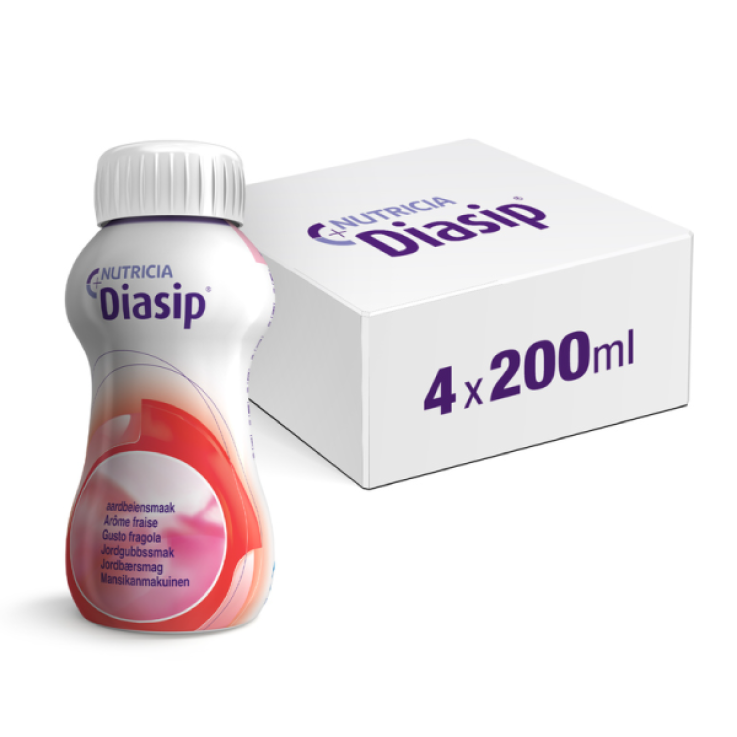 DANONE NUTRICIA SpA SOC.BEN. Diasip Fragola 4x200 ml - Bevanda per Diabetici a Basso Indice Glicemico