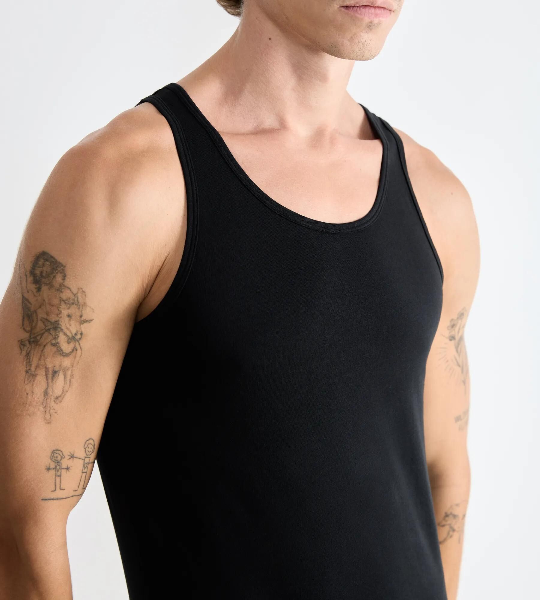Tanktop SLOGGI "men GO ABC 2.0", Herren, Gr. S, schwarz, Single Jersey, Obermaterial: 95% Baumwolle, 5% Elasthan, unifarben, regular fit hüftlang, Rundhals, Tops Tanktop, Rundhalsausschnitt, ärmellos, Regular Fit, Baumwollmischung schwarz S