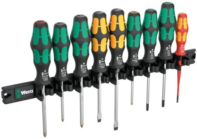 Barre magnétique Wera jeu de tournevis Kraftform, 9 pièces (05051012001)