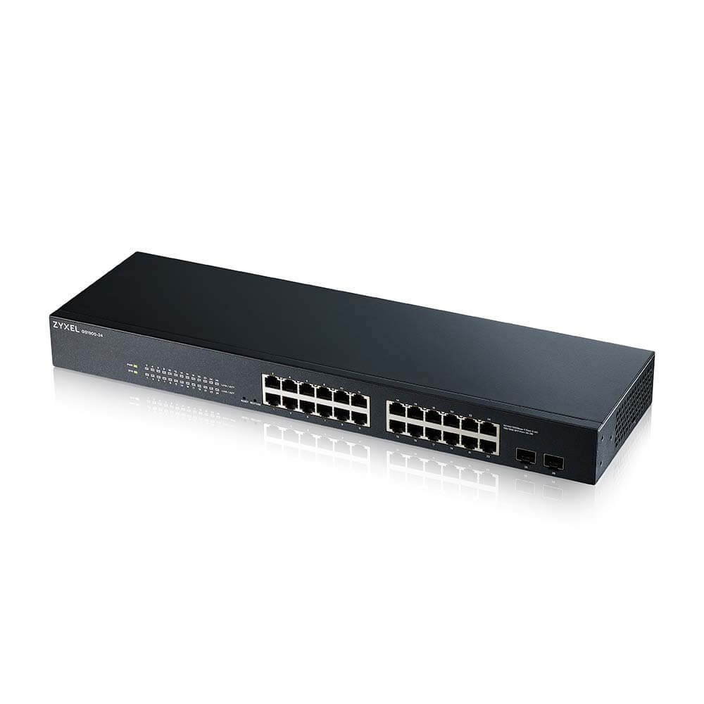 ZyXEL GS1900-24 V2 24-Port GbE Smart Managed Switch, 2x SFP, lüfterlos Rackmount GS1900-24-EU0102F