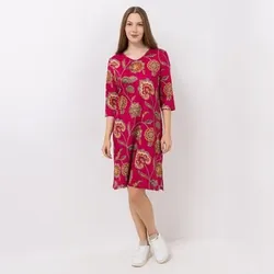 IN-PRINT Kleid 3/4-Arm V-Ausschnitt Winterware