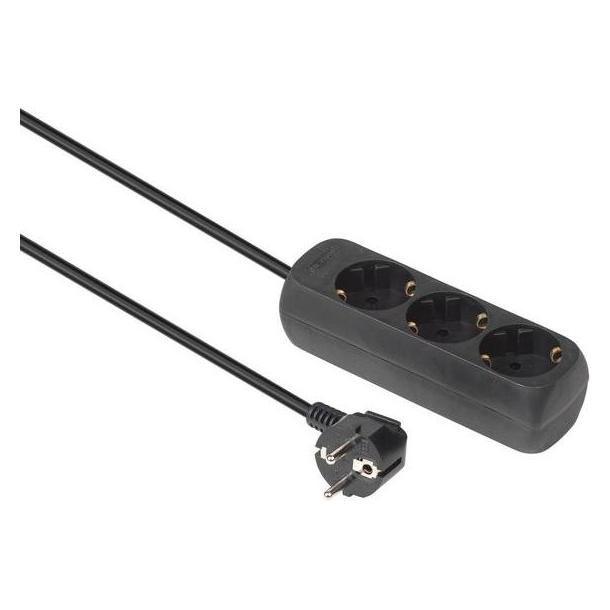 MicroConnect 3-way Schuko Socket 1.5M Black (3x, CEE 7/3, 1.50 m) (GRU003B-WOS)