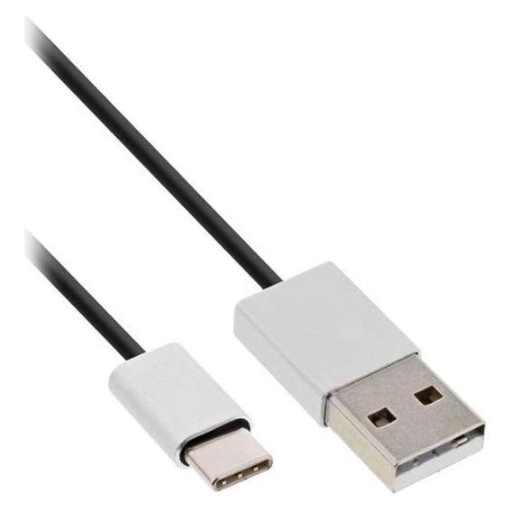InLine USB 2.0 Kabel Typ C Stecker an A Stecker schwarz,Alu flexibel 1m (1 m, USB 2.0) (35831)