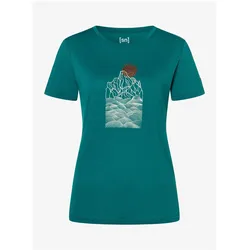 Super Natural, Damen, Funktionsshirt, W Preikestolen Cliffs Tee (S), Grau, Türkis, Kupfer