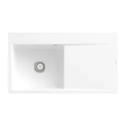 33521FRW Subway Style 50 Flat StoneWhite Keramikspüle Handbetätigung flächenbündig 50cm Unterschrank