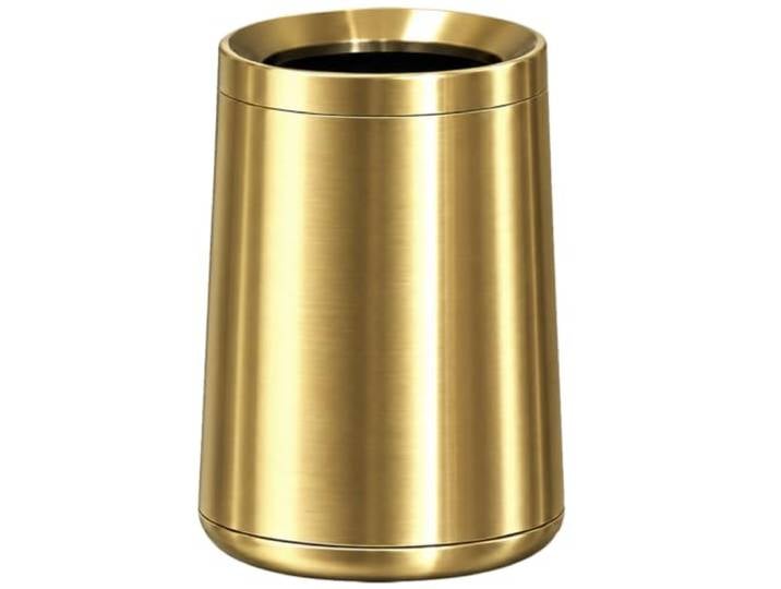 LEASYLIFE 8 l, gebürsteter goldfarbener Badezimmer-Mülleimer, Edelstahl Kleiner goldfarbener Badezimmer-Mülleimer, oben offen, Messing-Mülleimer für Schlafzimmer, Wohnzimmer, Puderzimmer, Büro