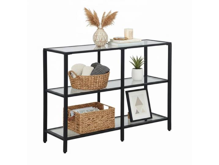 Relaxdays Konsolentisch mit 3 Glasablagen