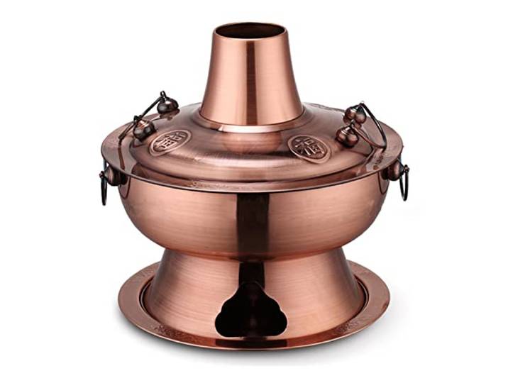 Kupfer-Hotpot, Kupfer Hot Pot, Vintage Shabu Topf(Red Copper,28cm)