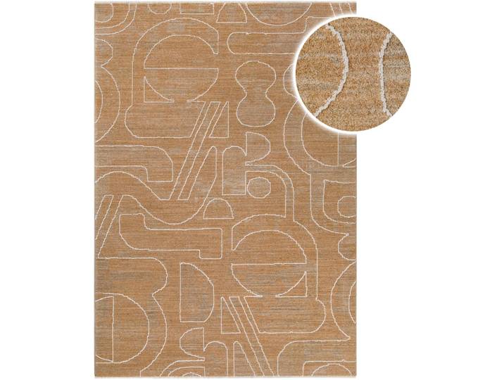 Teppich ESPRIT Beatle-B , braun (braun multi), B:200cm H:15mm L:290cm, Oberfläche: 100% Polyester, Teppiche, Teppich, Kurzflor, grafisches Design, Hoch-Tief-Effekt, waschbar, Jute-Rücken