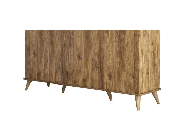 Buffet 4 portes effet noyer 180 cm
