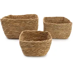 Seagrass Square Baskets - Natural - Set of 3