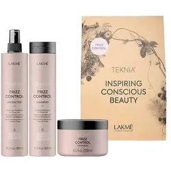 Lakmé, Shampoo, Lakme TKN Frizz Control Retail Pack: Shampoo 300ml + Pflege 250ml + Schutz 300ml (Flüssiges Shampoo, 850 ml)
