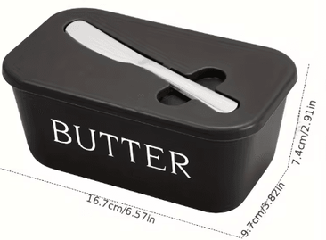 Inspire Picks Butter Dish With Lid And Knife Sealed Butter Storage Box With Built In Slicer black