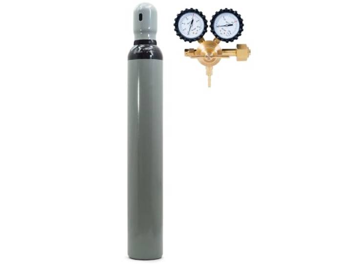 Stickstoffflasche 10L mit Druckminderer Gasflasche - Stickstoff Gas Set mit 2 Manometer 40bar für Dichtheitsprüfung, Klimaanlage & Reifenfüllung