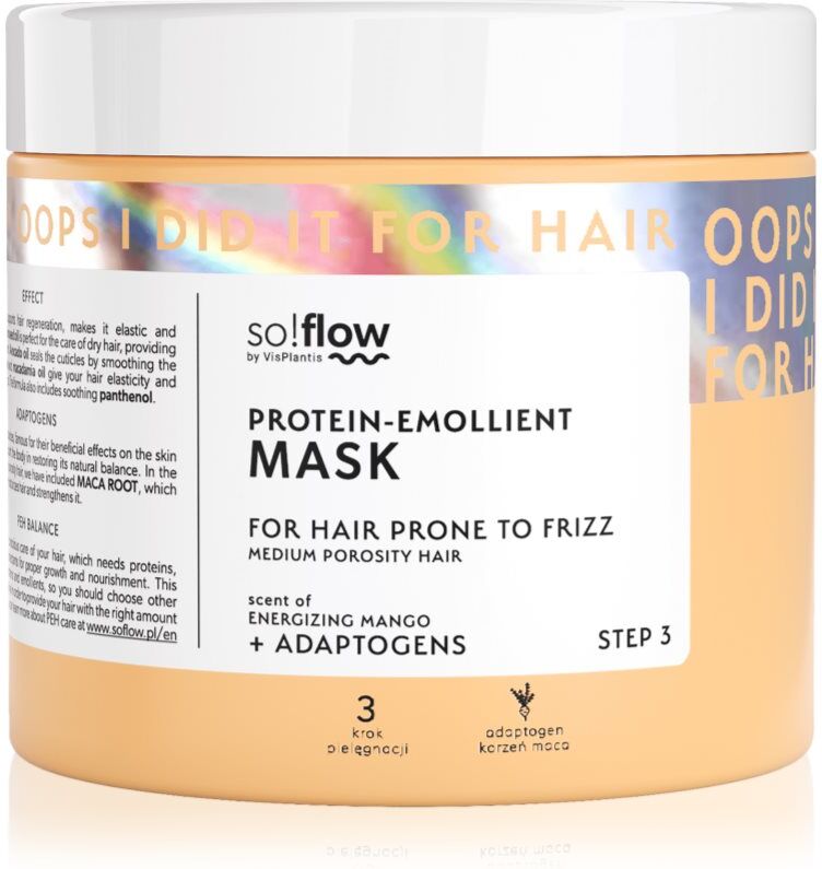 so!flow Medium Porosity Hair Protein-Emollient Mask masque cheveux anti-frisottis 400 ml