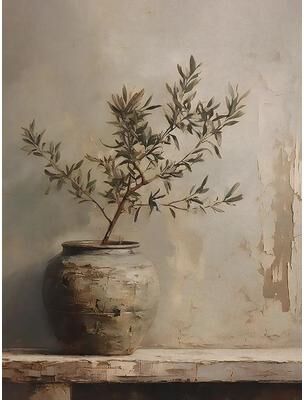 Uplifted Finds Retro Elegant Olive Tree & Lemon Canvas Poster   Vintage Mediterranean Vase Wall Art 2507291238 80 X 120 Cm