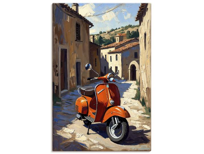 Wandbild ARTLAND Roter Motorroller im Süden von Italien , orange (farbe bild(er): rot), B:60cm H:90cm, Bilder, Wandbild, als Alubild, Leinwandbild, Poster, Wandaufkleber in verschied. Grössen