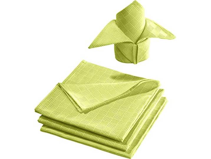 Erwin Müller Stoff-Serviette 4er- Pack, Jacquard Karo, Paderborn grün Größe 50x50 cm - fleckabweisend, schmutzunempfindlich und leicht zu reinigen