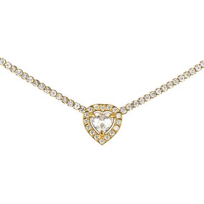 Kette mit Anhänger JACQUES LEMANS "Herz", gelbgoldfarben, kristallweiß, Halsketten, Damen, Edelstahl, L: 47, mit Zirkonia (synth.)