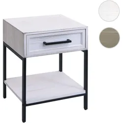 Nachttisch HWC-N91, Kommode Beistelltisch Nachtschrank Schrank, Schublade Shabby-Look Paulownia Holz 59x43x36cm ~ weiß