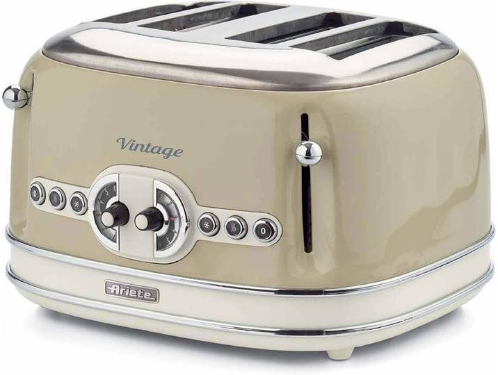 Ariete 0156/03 - Vintage broodrooster - 4 sleuven - 1630W - 6 standen - Beige