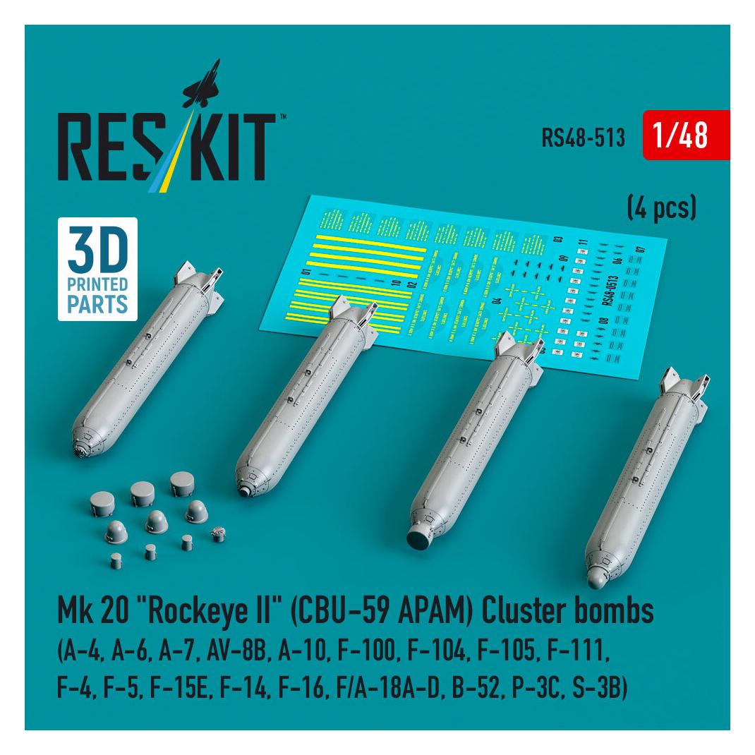 ResKit Mk 20 Rockeye II (CBU-59 APAM) Cluster bombs (A-4, A-6, A-7, AV-8B, A-10, F-100, F-104, F-105, F-111 (RS48-0513)