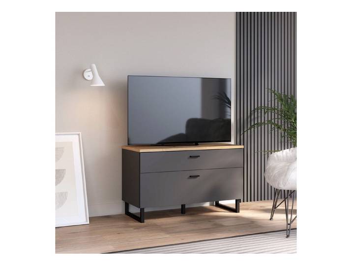 FORTE TV-Schrank in Artisan Eiche / Uni Wolfram grau