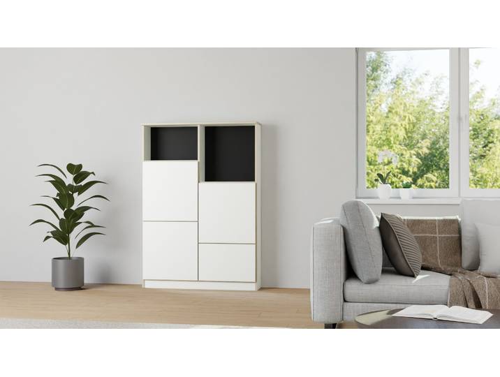 Stylishes Highboard Premium Dekore Weiß Multiplex Kante