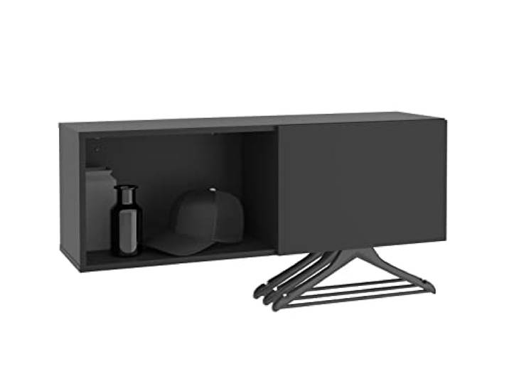 FMD Möbel Dark 8 Wandgarderobe, houtmateriaal, zwart, rechthoekig