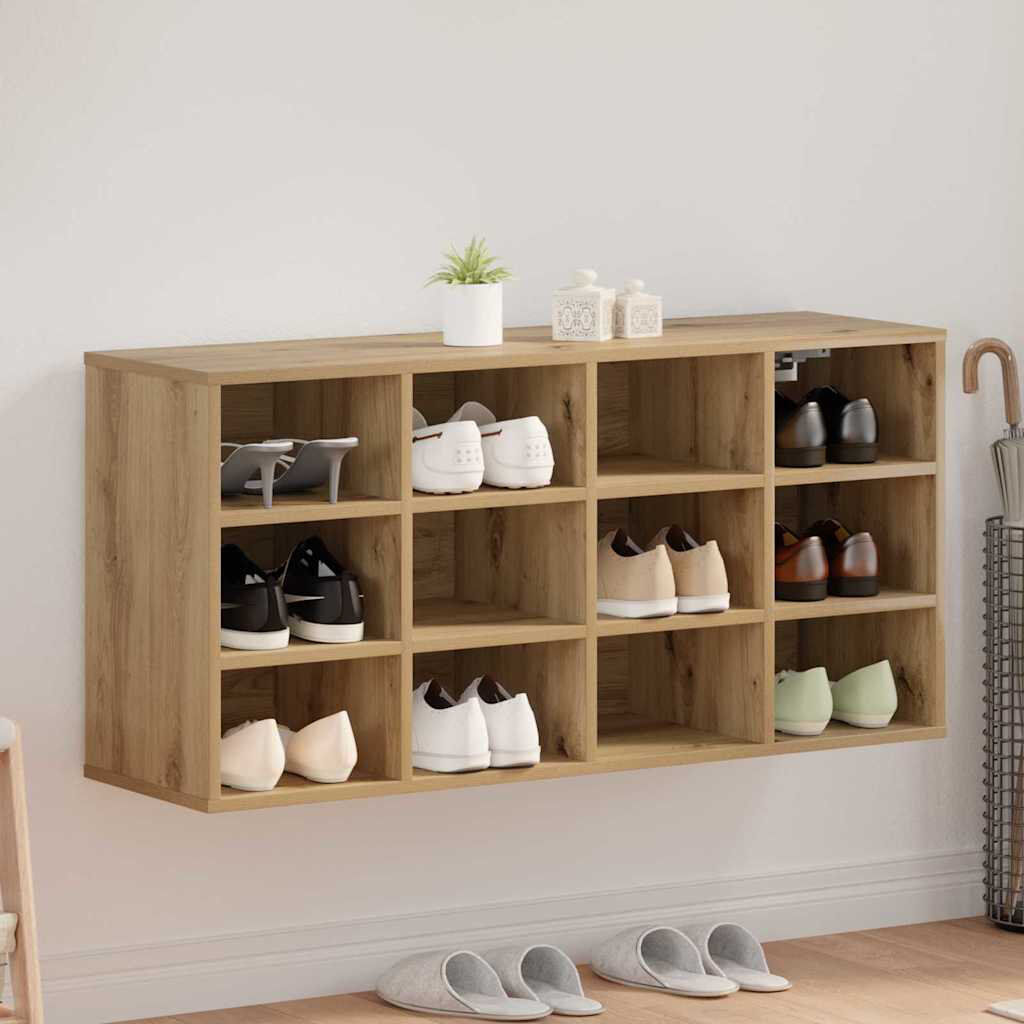 Metro Shoe Cabinet With Shelf 103 X 30 X 51 Cm Engineered Wood Artisan Oak 12