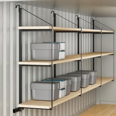 Garvee 8 Pack 3 Tier Shipping Container Shelving Brackets 22 by 60 In Black
