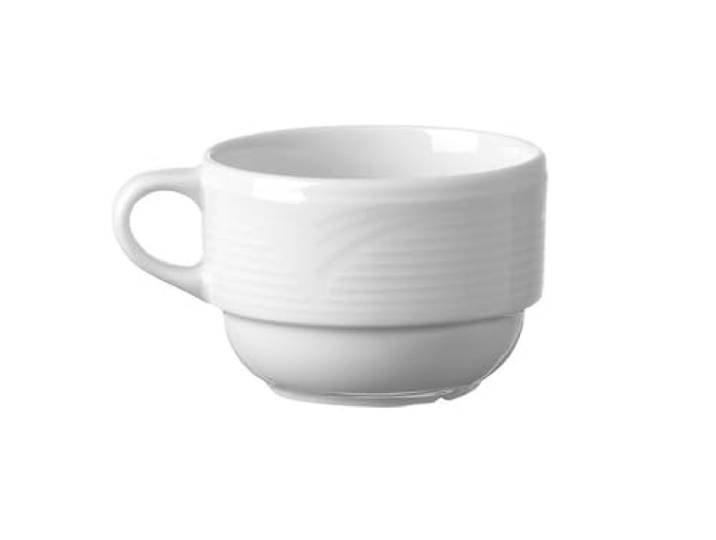 HENDI Cappuccinokop, voor HENDI Schotel 794418, versterkte randen en betere stootvastheid, kwaliteitsglazuur, geschikt voor magnetron en afwasmachine, 230ml, ø87mm, wit hotelporselein