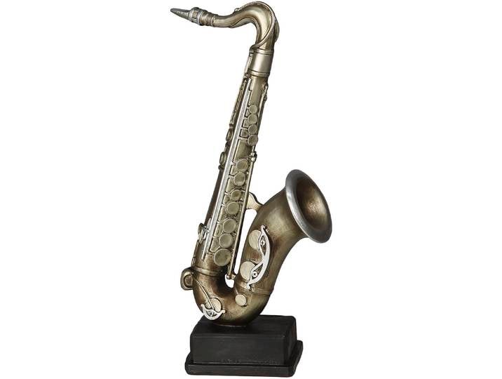 Dekofigur AMBIENTE HAUS Saxophon Figur M , silber (antik, silberfarben), B:11cm H:22cm T:6cm, Polyresin, Dekofiguren, Dekofigur