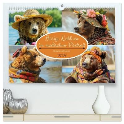 Bärige Noblesse im modischen Portrait. Eleganz und Klasse (hochwertiger Premium Wandkalender 2027 DIN A2 quer), Kunstdruck in Hochglanz