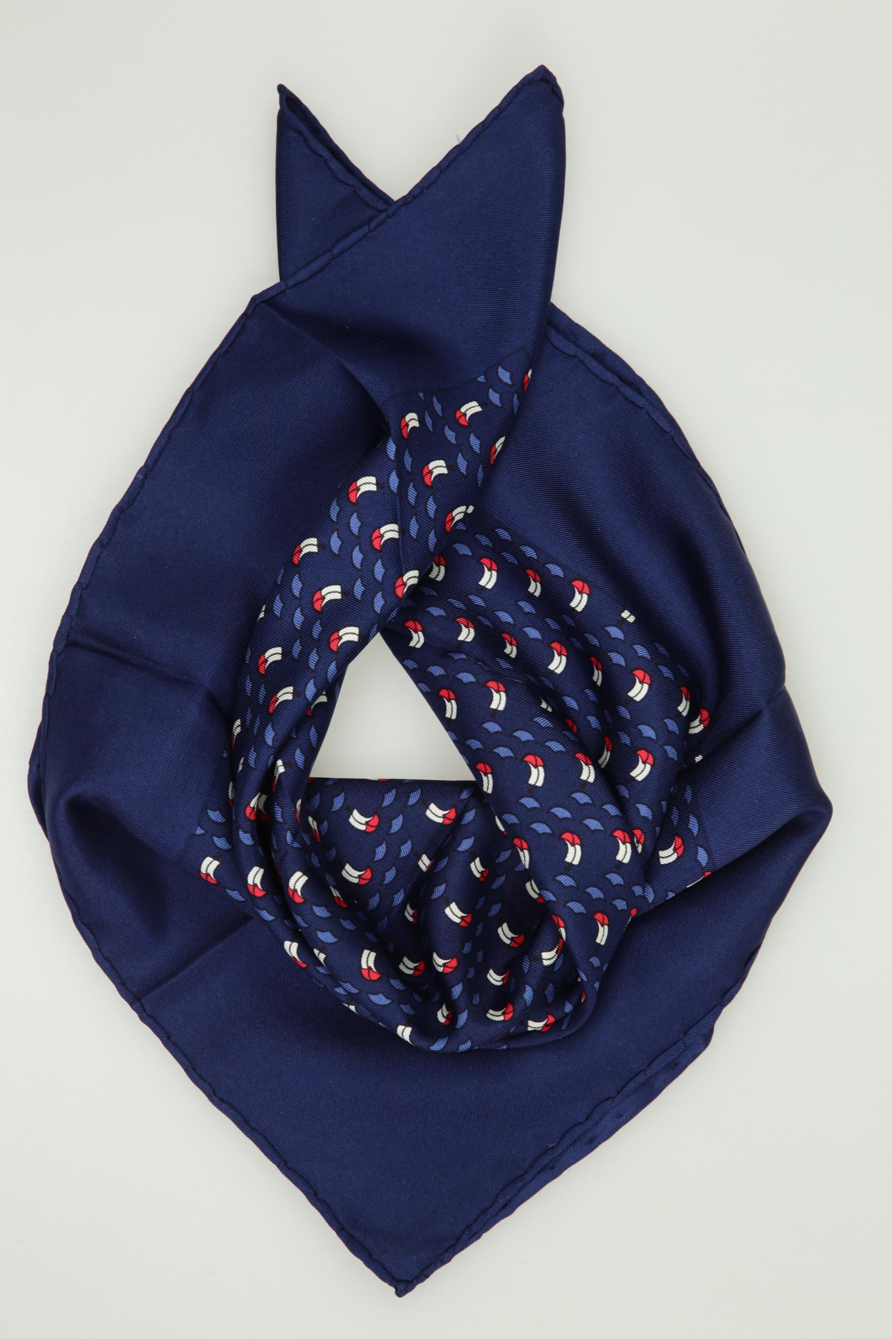 Hermès Damen Schal oder Tuch, Marineblau, Seide - Second Hand