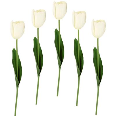 Kunstblume I.GE.A. "Real Touch Tulpen", weiß, B:4cm H:67cm L:4cm, Kunstpflanzen, 5er Set künstliche Tulpenknospen, Kunstblumen, Stielblume