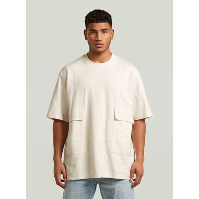 T-Shirt G-STAR "Utility Fabric Mix T-Shirt", Herren, Gr. L, beige (milk), Obermaterial: 100% Baumwolle, Shirts T-Shirt