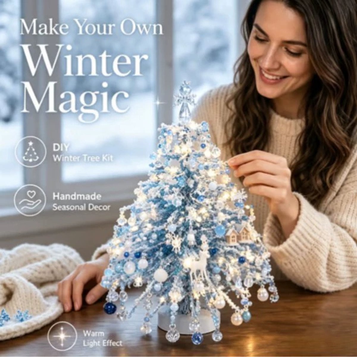 Winter magie decoratieset met lichtjes voor binnen decoratie