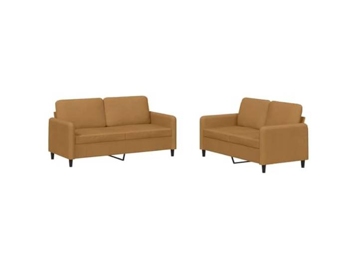 Makastle 2er Set Sofa Couchgarnitur Braun Samt