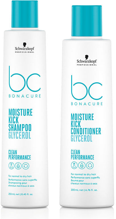 Schwarzkopf BC Clean Moisture Kick Shampoo 250ml and Spray Conditioner