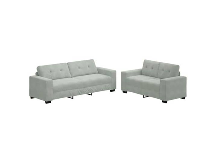 IBUQDDV 2-teiliges Sofa-Set mit Kissen, hellgrauer Samt Lounge Sofa, Samtstoff, Holz- und Metallrahmen, breite Armlehnen, Wohnzimmer, Büro, Gästezimmer