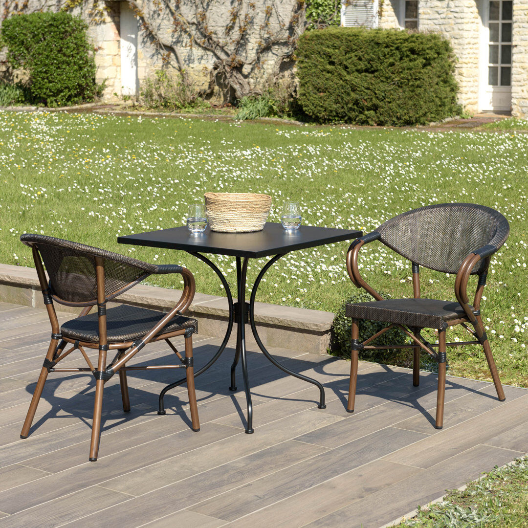 Rosalind Wheeler Lanark 2 - Person Patio Dining Set Square Table Black 2