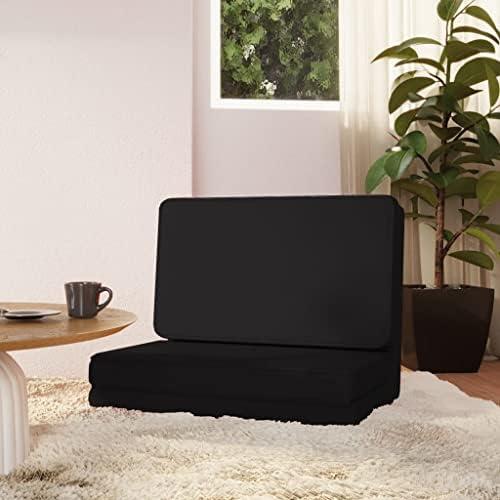 Verstellbarer, faltbarer Bodenstuhl aus schwarzem Kunstleder mit gepolsterter Rückenlehne für Wohnzimmer, Schlafzimmer, Meditation und Computerspiele