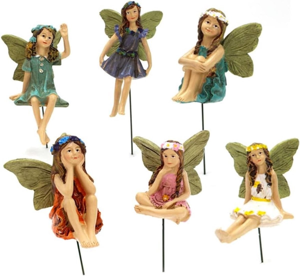 Set van 6 Resin Miniatuur Feeënfiguren voor Tuindecoratie en Taartversiering