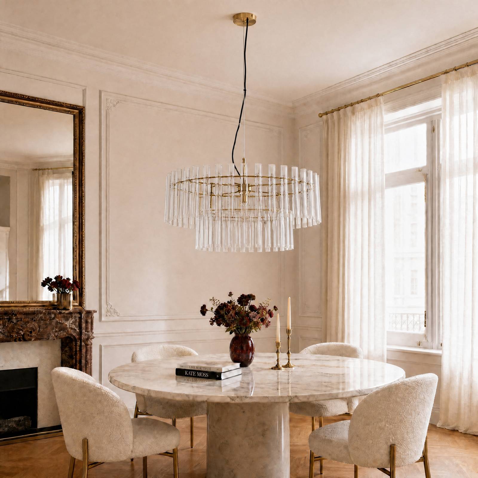 Hängelampe Leanna Lucande, dimmbar, klar / transparent, für Wohn- / Esszimmer, Glas, Modern, Pendelleuchte