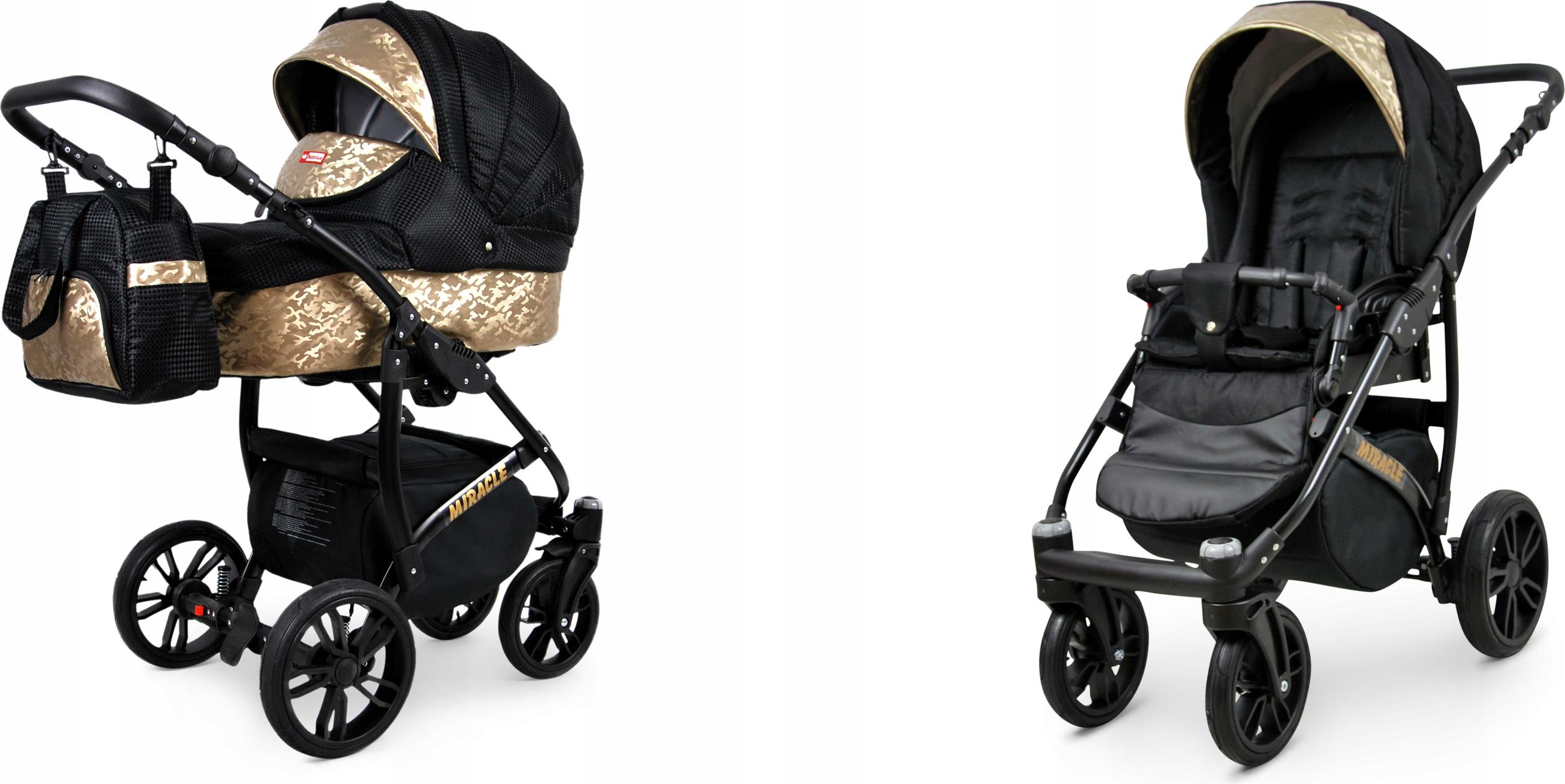 BabyLux Miracle | 2in1 Kinderwagen Set | Black Deluxe | Kombikinderwagen | Kinderwagenset | Bug