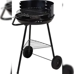 Grillwagen schwarz mit Räder Gartengrill Holzkohlegrill Standgrill Rundgrill