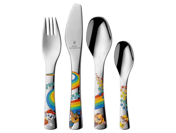 WMF Kinderbesteck Paw Patrol, Mehrfarbig, Silberfarben, Metall, 4-teilig, rostfrei, Füttern, Kindergeschirr & Kinderbesteck