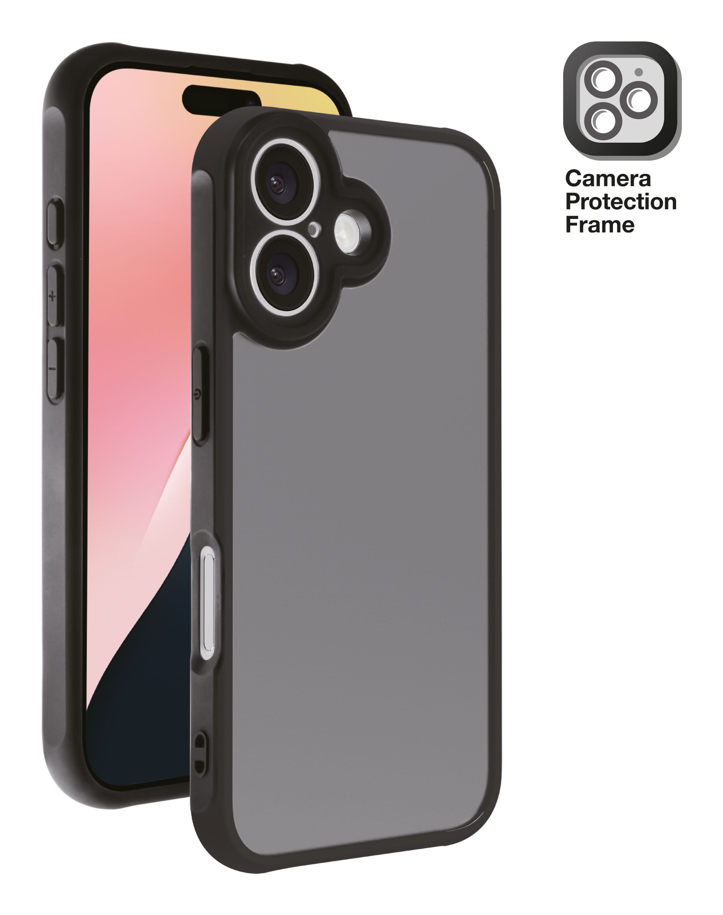 Vivanco Cover für Apple iPhone 16 (Schwarz/Durchscheinend) Frosted 64223